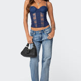 Avena Linen Look Lacey Corset