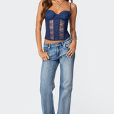 Avena Linen Look Lacey Corset