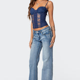 Avena Linen Look Lacey Corset