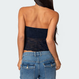 Embroidered Sheer Strapless Top