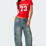 Westie Washed Low Rise Baggy Cargo Jeans