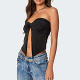 Twisted Split Front Tube Top