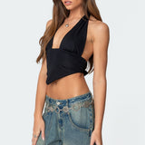 Open Back Triangle Halter Top