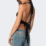 Open Back Triangle Halter Top