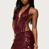 Dalis Fringed Sequin Split Front Top