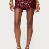 Dalis Fringed Sequin Mini Skirt