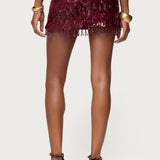 Dalis Fringed Sequin Mini Skirt