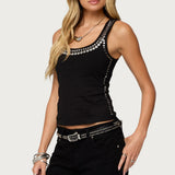 Studded Built In Bra Tank Top