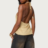 Stasia Sparkly Knit Split Front Top