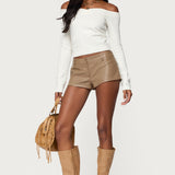 Melaney Faux Leather Micro Shorts