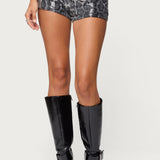 Sequin Leopard Printed Micro Shorts