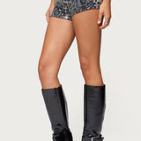 Sequin Leopard Printed Micro Shorts
