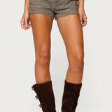 Ayvey Plaid Tailored Micro Shorts