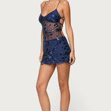 Beaded & Sequin Backless Mini Dress