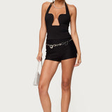 Stassy Abstract Cutout Halter Top