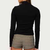 Saskia Fitted Ribbed Turtle Neck Top