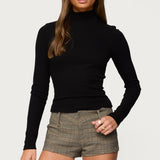 Saskia Fitted Ribbed Turtle Neck Top