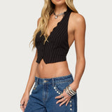 Devon Lacey Pinstripe Halter Top