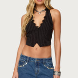 Devon Lacey Pinstripe Halter Top