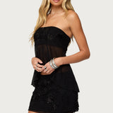 Steffie Strapless Beaded Mesh Top