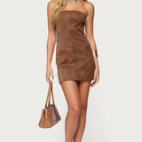 Carina Strapless Faux Suede Mini Dress
