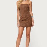 Carina Strapless Faux Suede Mini Dress