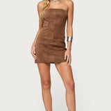 Carina Strapless Faux Suede Mini Dress