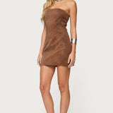 Carina Strapless Faux Suede Mini Dress