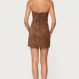 Carina Strapless Faux Suede Mini Dress