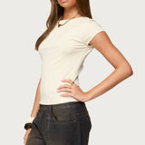 Oliana Ribbed Boat Neck T Shirt