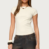 Oliana Ribbed Boat Neck T Shirt
