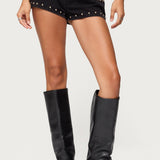 Grommet & Stud Denim Micro Shorts