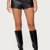 Reese Studded Faux Leather Micro Shorts