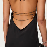 Bead Backless Cowl Neck Mini Dress