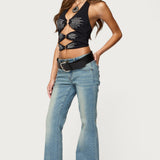 Lettie Rhinestone Cut Out Halter Top