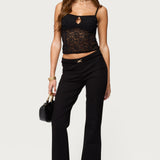 Janice Sheer Lace Keyhole Tank Top
