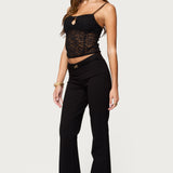 Janice Sheer Lace Keyhole Tank Top