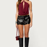 Matilde Faux Crocodile Leather Shorts