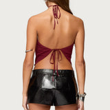 Chiffon Backless Cowl Neck Top