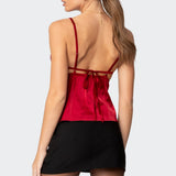 Blanca Satin Effect Lace Trim Tank Top