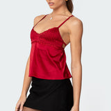 Blanca Satin Effect Lace Trim Tank Top