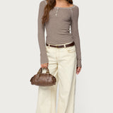 Ensley Contrast Stitch Henley Top