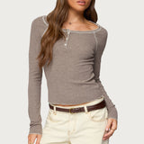 Ensley Contrast Stitch Henley Top