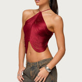 Hara Fringed Crisscross Backless Top