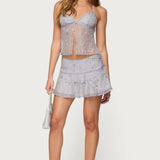 Kylie Beaded Flared Mini Skirt