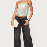 Leira Silky Sparkly Strapless Top