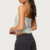 Leira Silky Sparkly Strapless Top
