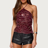 Embroidered Bead & Sequin Halter Top