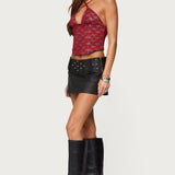 Luella Studded Faux Leather Mini Skort