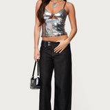 Rokko Cut Out Sequin Top